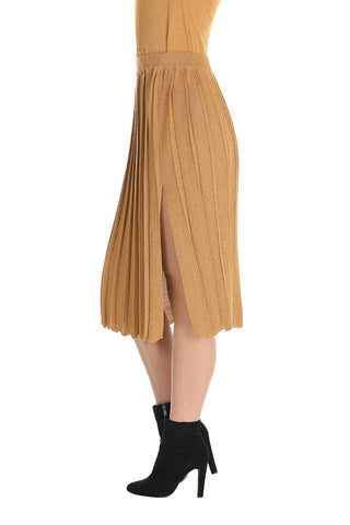 Gonna in lurex plissé, relish fashion moda, abbigliamento femminile