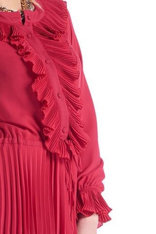 Abito con gonna asimmetrica e rouches, relish fashion moda, abbigliamento femminile