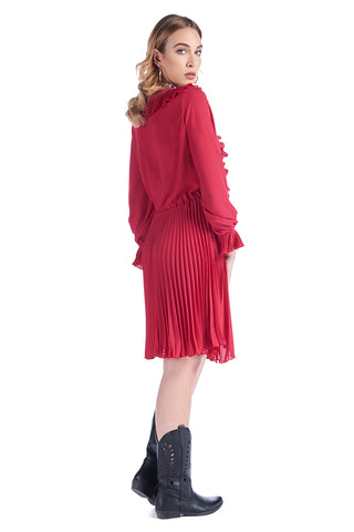 Abito con gonna asimmetrica e rouches, relish fashion moda, abbigliamento femminile