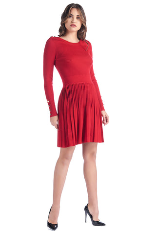 Abito a coste con gonna plissè, relish fashion moda, abbigliamento femminile 