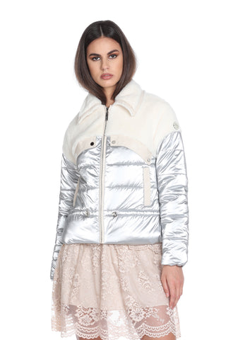 ASTYNO long-sleeved down jacket with eco-fur plus eco-leather profiles and drawstring