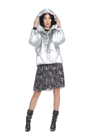 ALLYN short oversized bomber jacket with hood, pockets and drawstring