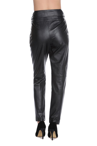 VATION high-waisted trousers with eco-leather belt 