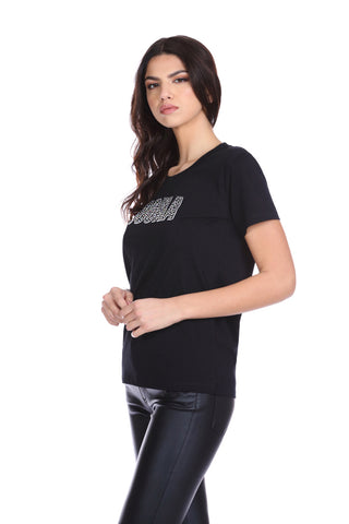 DREAM half-sleeve T-Shirt with print and rhinestone application