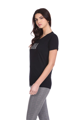 MIA half-sleeve T-Shirt with print and rhinestone application