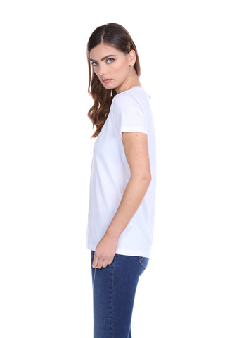 AMA half sleeve T-Shirt with print and rhinestone application