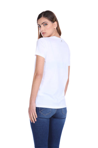 AMA half sleeve T-Shirt with print and rhinestone application