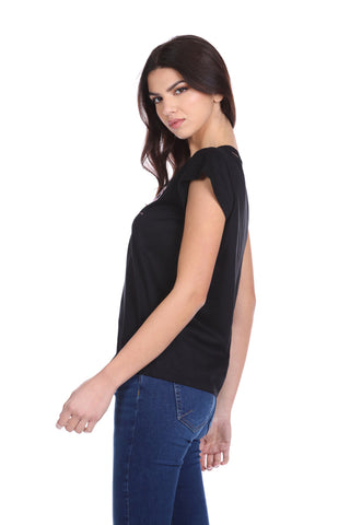 LFRED half-sleeve T-Shirt with neck opening and glitter print