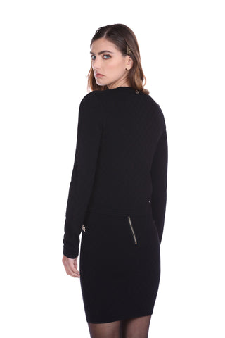 Cardigan BAWERS manica lunga con bottoni oro jacquard rombi