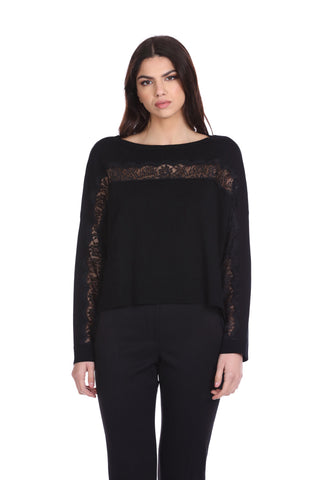 COPYLSER short, long-sleeved shirt with lace details