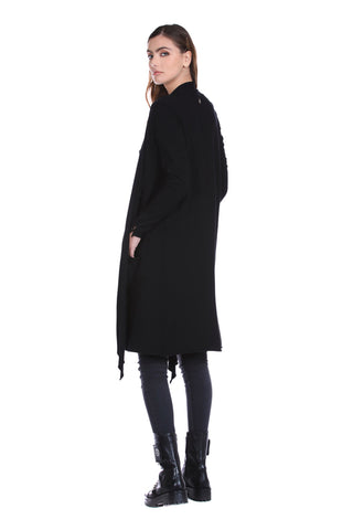 Cardigan KIGIUS lungo manica lunga con spacchetti più bottoni gioiello più tasche