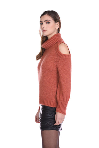 ANUNZY long-sleeved sweater with shoulder opening, turtleneck and buttons at the bottom of the sleeves