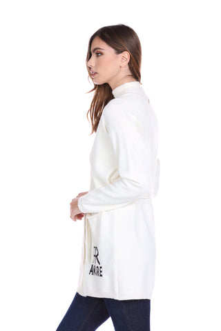 DIRTENZ long sleeve cardigan with pockets plus belt plus jacquard love