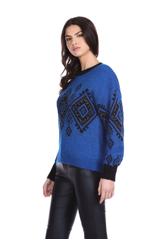 FREGEL long sleeve jacquard shirt with rhombuses and lurex
