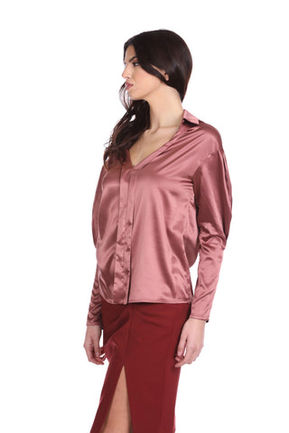 CRUSETTYN long sleeve blouse with pleats and fake buttoning