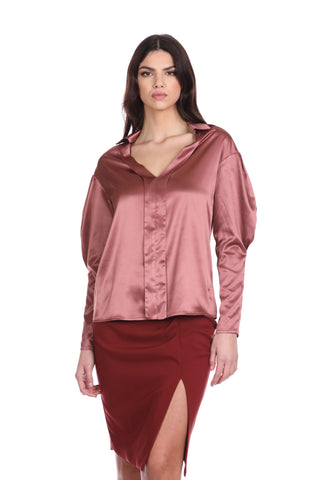 CRUSETTYN long sleeve blouse with pleats and fake buttoning