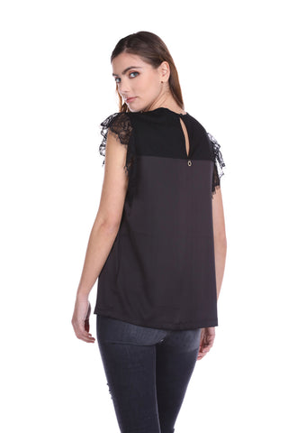 Blusa CELORS mezza manica aletta con inserti pizzo più goccia schiena