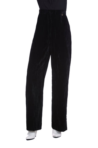 Pantaloni VERCIX vita alta con coulisse palazzo con tasche velluto