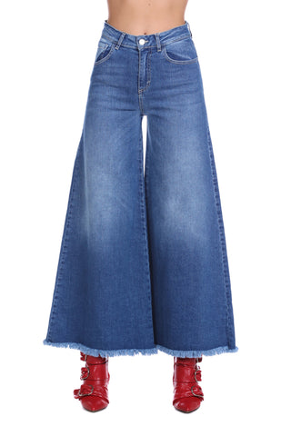 KONSER jeans high waist wide leg fringed 5 pocket denim