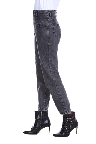 Nina Carter P217 Jeans Da Donna Skinny A Vita Alta, Look Vintage, Nero
