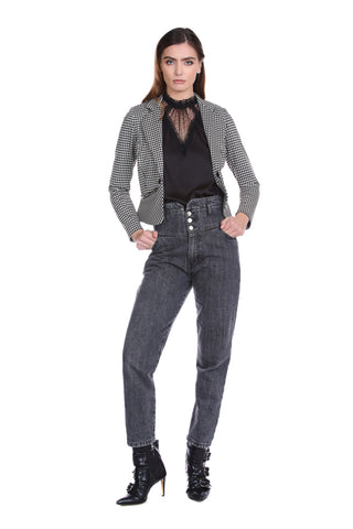 MILAS high waisted jeans with tuxedo bustier plus 4 ts black denim 
