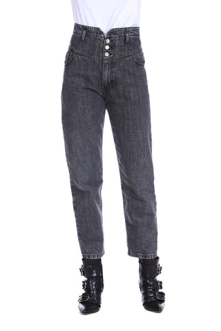 Jeans MILAS vita alta con bustino smoking più 4 ts denim black