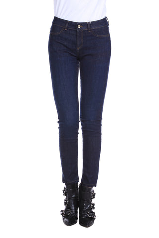 DAISY jeggings high waist 5 pockets plus dark denim logo embroidery