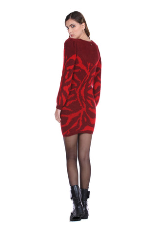 Abito DESIREK corto manica lunga palloncino jacquard animalier