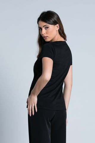 GLENDA half-sleeve T-Shirt with rhinestone applications