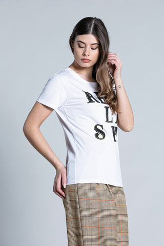Half-sleeve AKITA t-shirt with logo print and rhinestones
