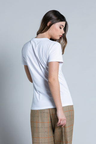 Half-sleeve AKITA t-shirt with logo print and rhinestones