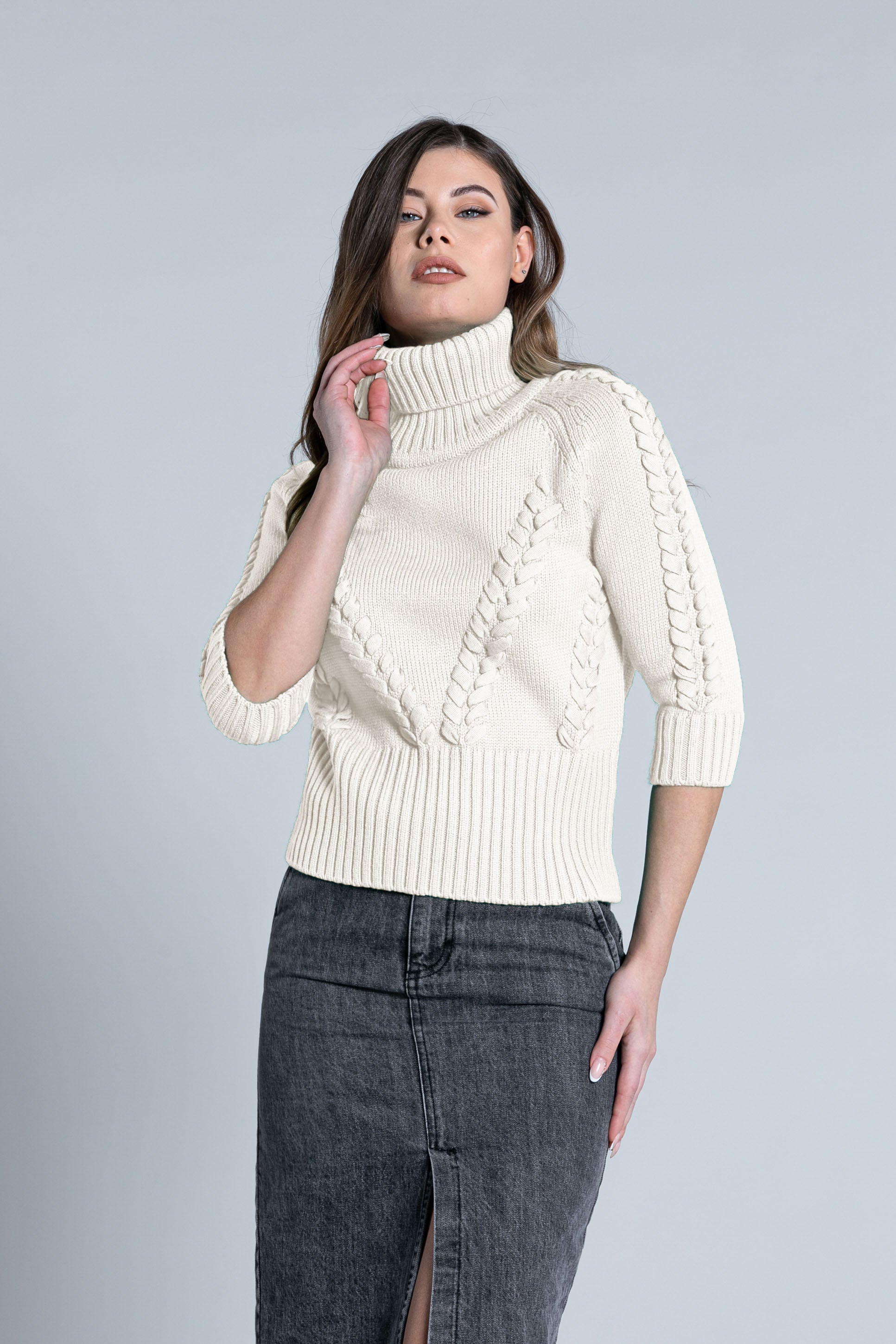 Maglia collo alto mezza manica sale