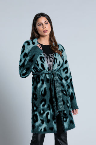 GHEPPA long sleeve cardigan with fan belt. spotted