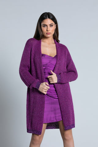 Cardigan ALVA lungo manica lunga con bordi lurex