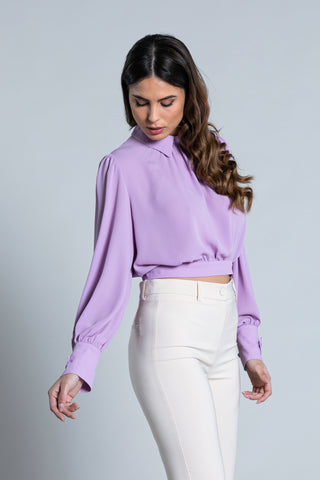 Blusa BABBA corta manica lunga con martingala più pieghe più apertura schiena