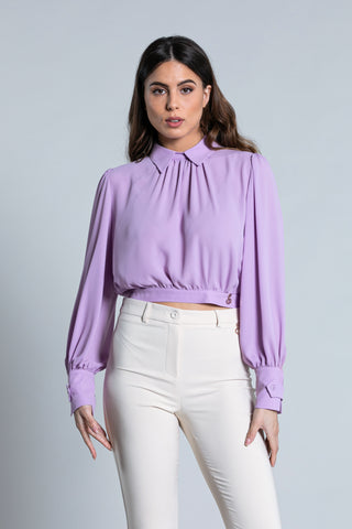 Blusa BABBA corta manica lunga con martingala più pieghe più apertura schiena