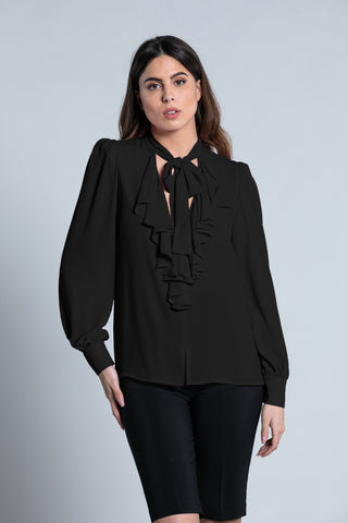 Blusa TATE sc.v profondo manica lunga con gale più fiocco collo