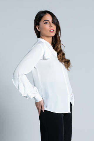 Camicia TAI manica lunga collo koreana più rouches