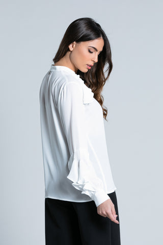 Camicia TAI manica lunga collo koreana più rouches