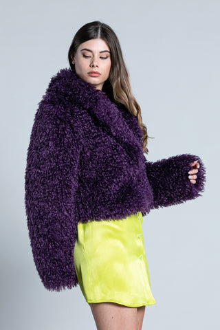 TETT eco fur short long sleeve collar jacket