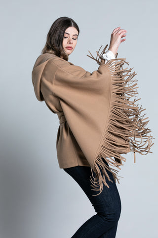 Frange Zara Cappotto Poncho Zara Zara Woman Cappotti Mezza