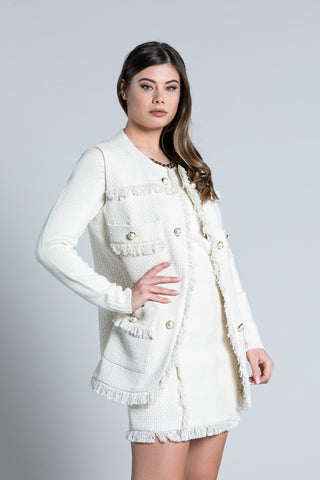 Gilet HADELANT lungo con tasche più bottoni più frange