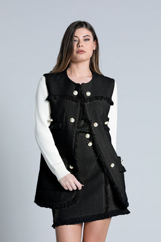 Gilet HADELANT lungo con tasche più bottoni più frange