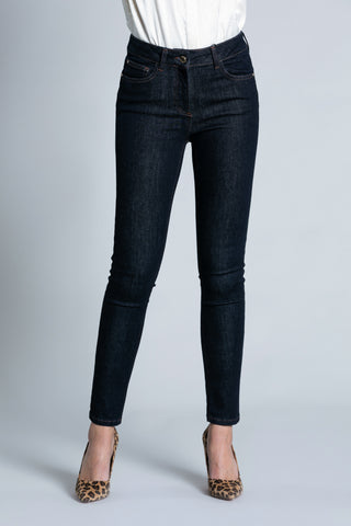 FLOORA push-up 5 pocket dark blue denim jeans