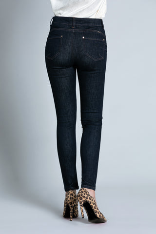 FLOORA push-up 5 pocket dark blue denim jeans