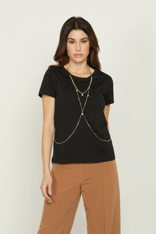 CAMEL half sleeve t-shirt with necklace