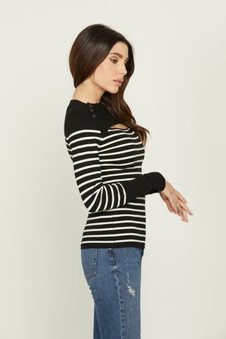 ECO long sleeve shirt with cuff plus opening and striped buttons