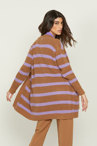 PRISCILLA long sleeve cardigan with striped pockets