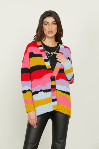 Cardigan TADEA manica lunga over multicolor