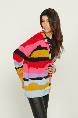 Cardigan TADEA manica lunga over multicolor